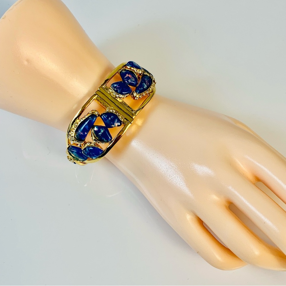Kara Ross Blue Resin and Clear Crystal Bangle Bracelet - Picture 10 of 12